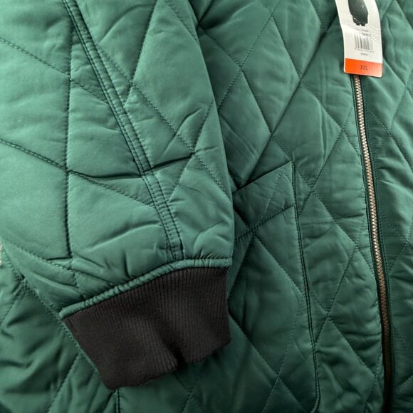 NWT Weatherproof 2XL Green Quilted High Pile Fleece Lined Full Zip Coat Winter - Picture 7 of 15